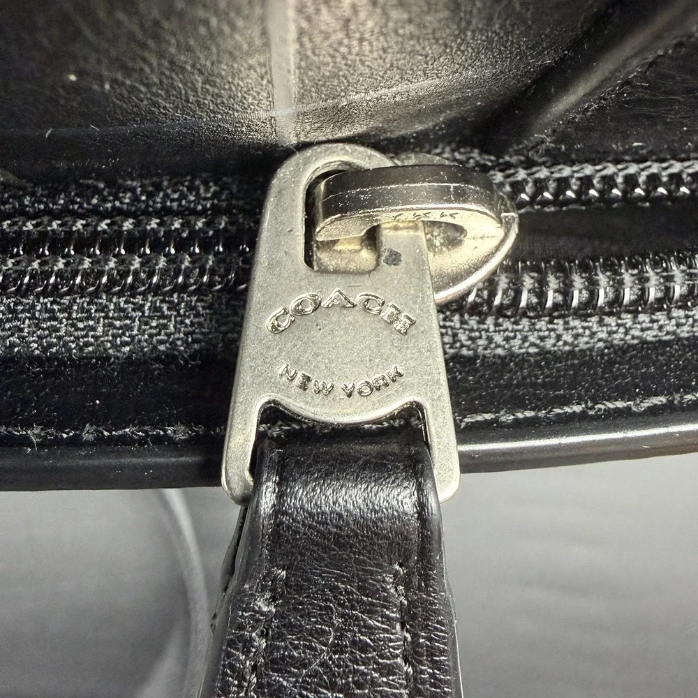 COACH Bag Briefcase Business Men's Leather‎ Black F71561 HUDSON Rare Plaid NWOT